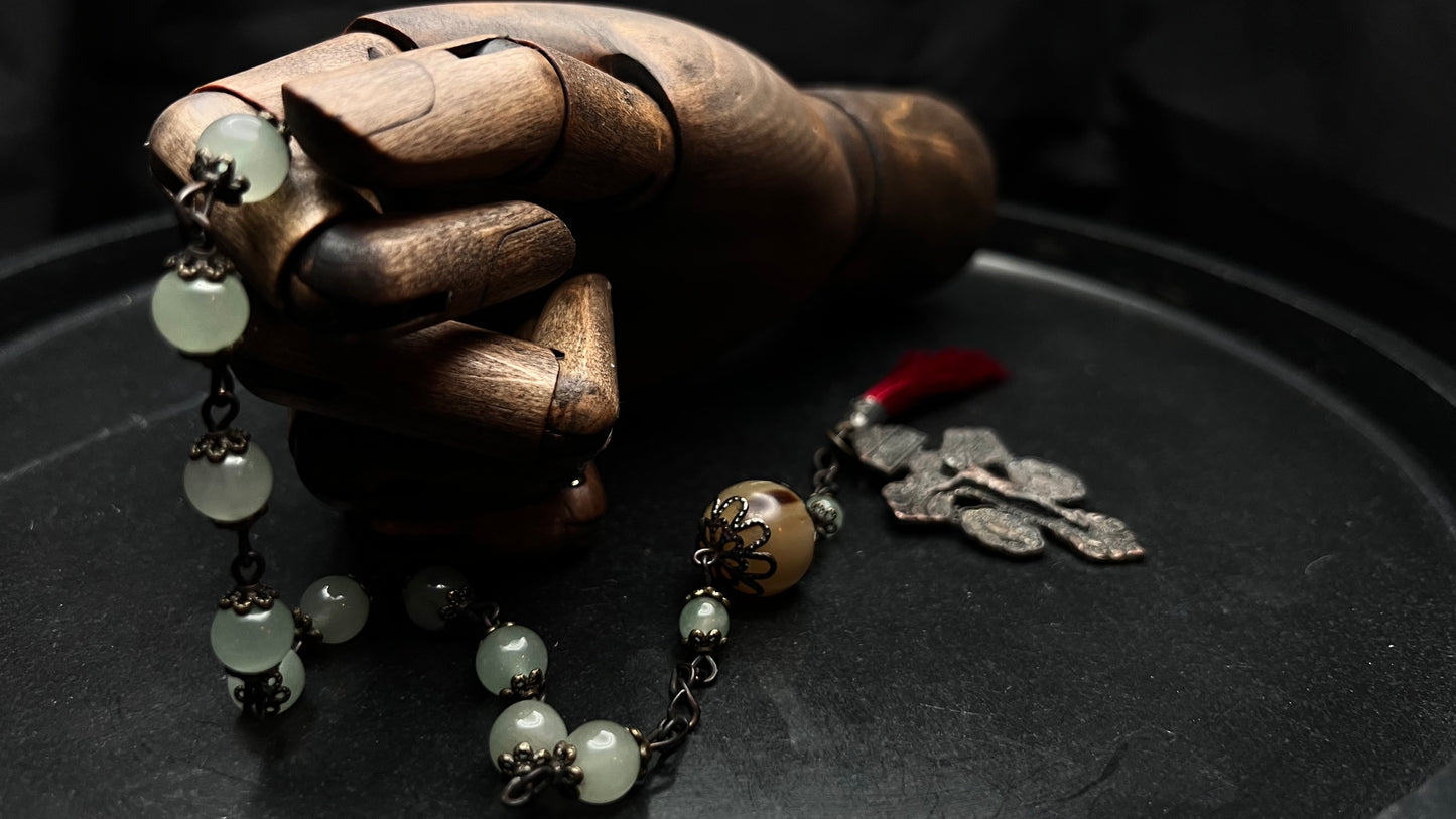 Unique Aventurine & Horn Tenner with Pardon Crucifix