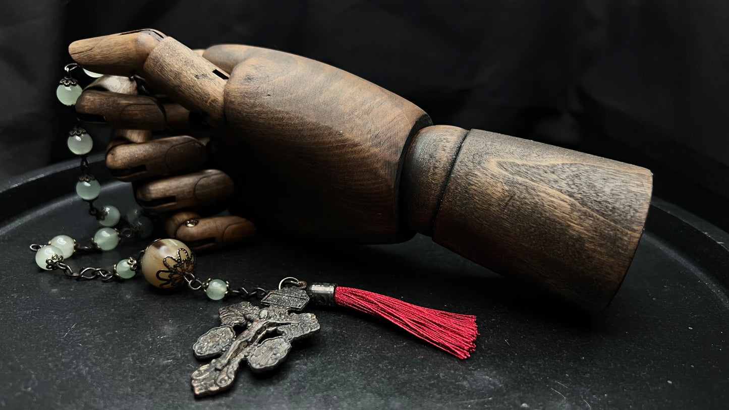 Unique Aventurine & Horn Tenner with Pardon Crucifix