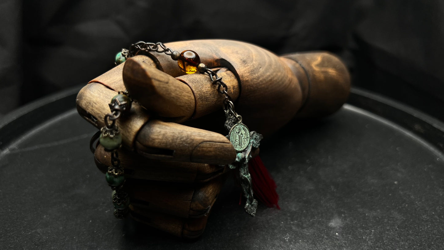 Handcrafted Turquoise & Amber Tenner Rosary