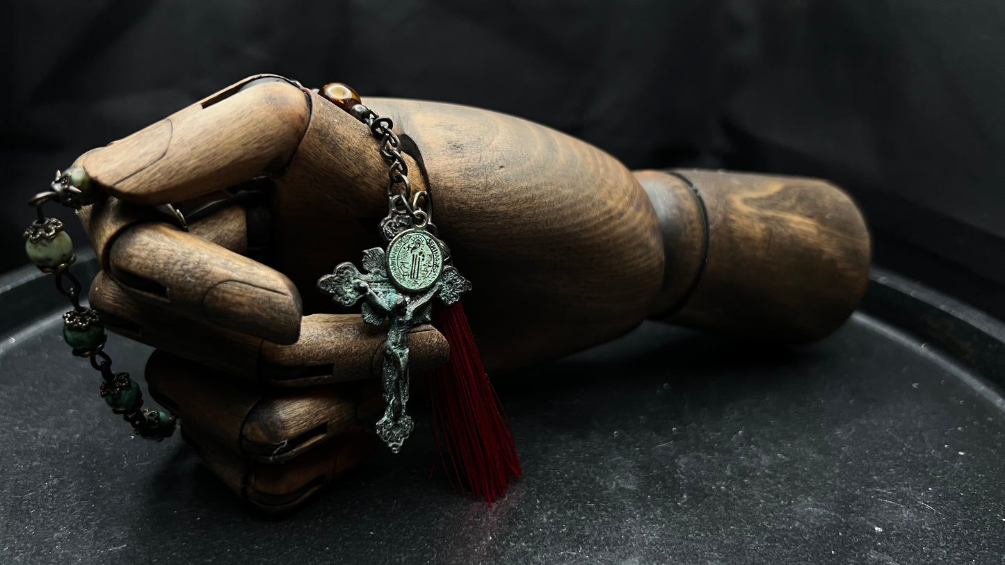 Handcrafted Turquoise & Amber Tenner Rosary