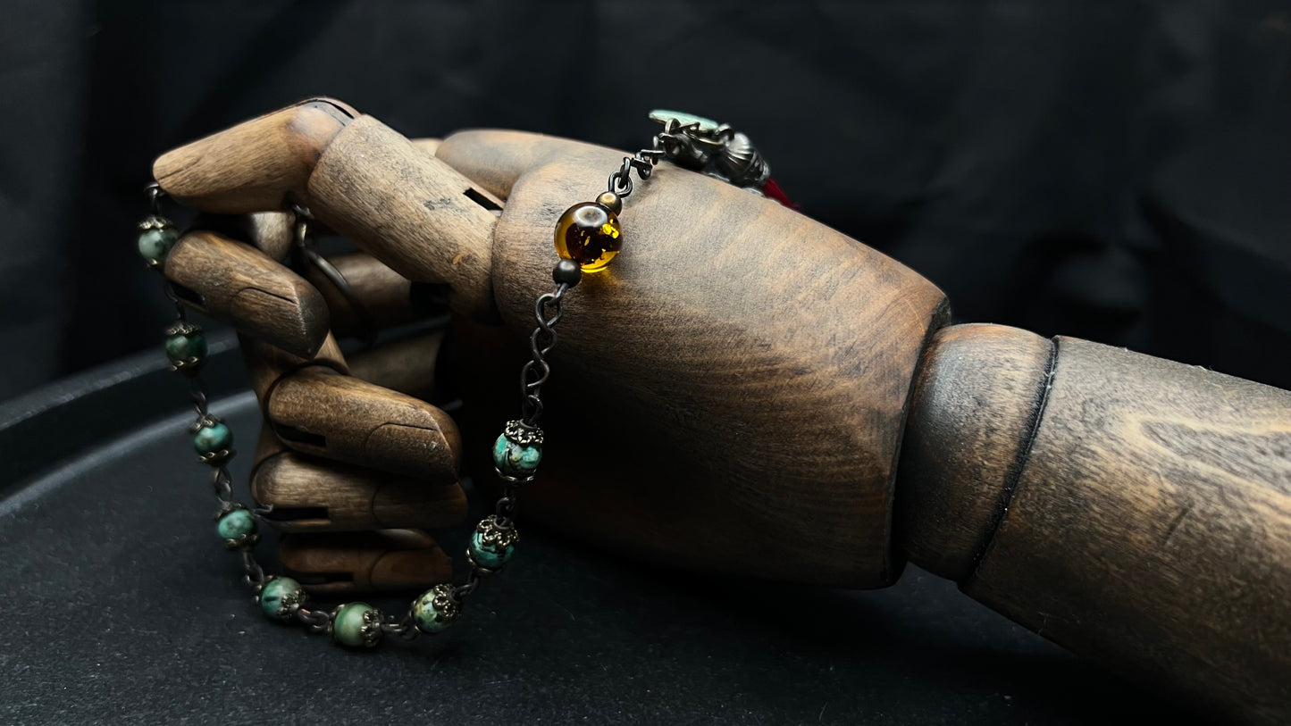 Handcrafted Turquoise & Amber Tenner Rosary