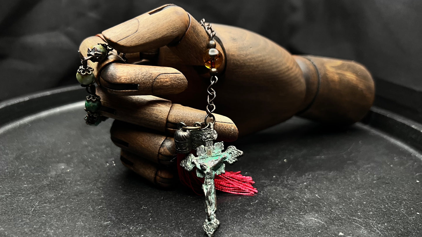 Handcrafted Turquoise & Amber Tenner Rosary